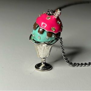 Silver Tinted Ice Cream Milkshake Necklace
